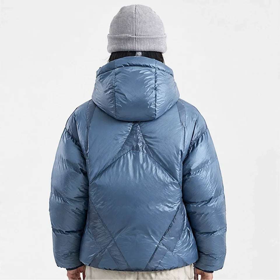 Murl - Unisex 85% White Duck Down Hooded Puffer Jacket - Electric Blue