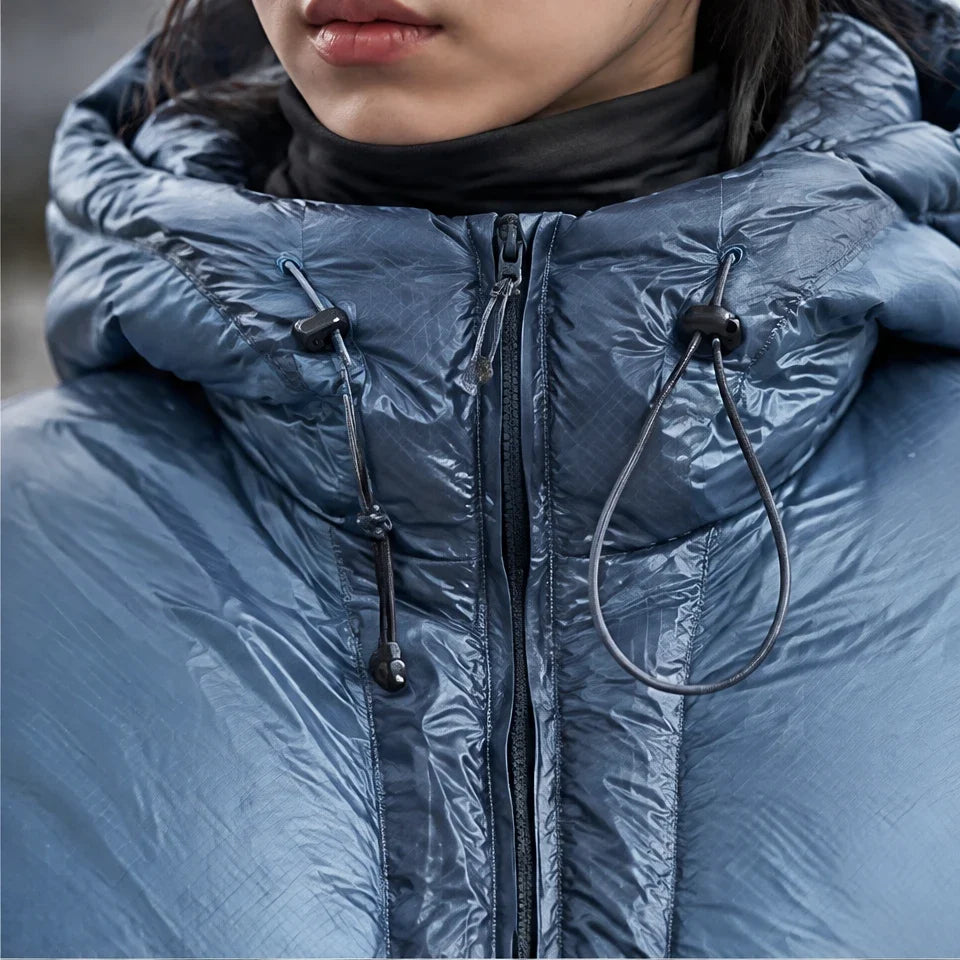 Murl - Unisex 85% White Duck Down Hooded Puffer Jacket - Electric Blue
