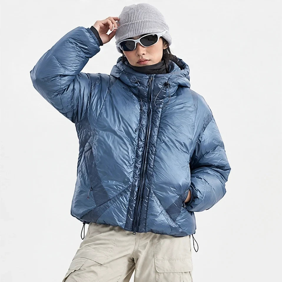 Murl - Unisex 85% White Duck Down Hooded Puffer Jacket - Electric Blue
