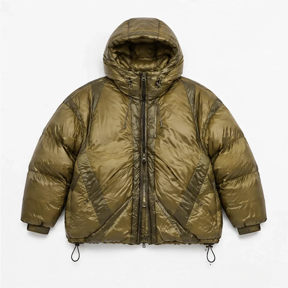 Murl - Unisex 85% White Duck Down Hooded Puffer Jacket - Olive Green