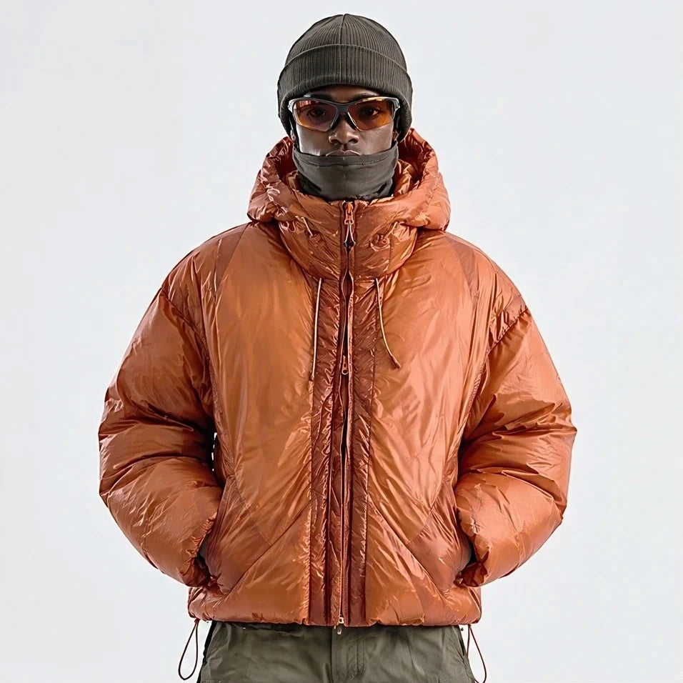 Murl - Unisex 85% White Duck Down Hooded Puffer Jacket - Orange
