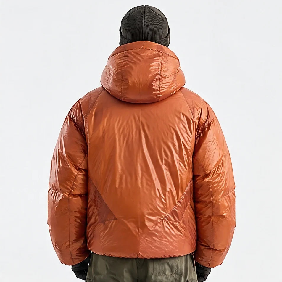 Murl - Unisex 85% White Duck Down Hooded Puffer Jacket - Orange