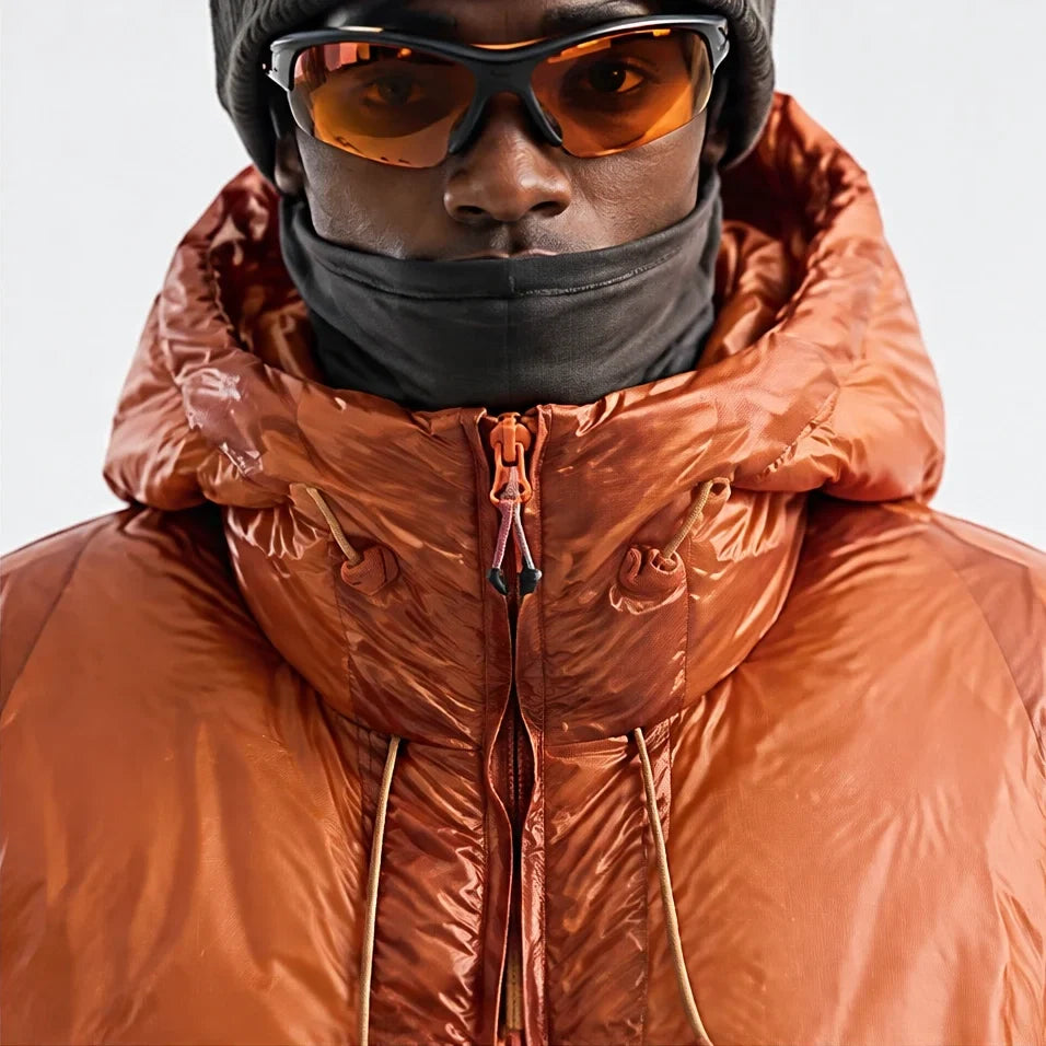 Murl - Unisex 85% White Duck Down Hooded Puffer Jacket - Orange