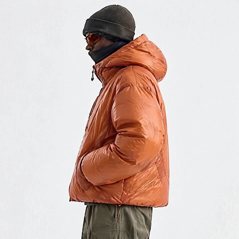 Murl - Unisex 85% White Duck Down Hooded Puffer Jacket - Orange