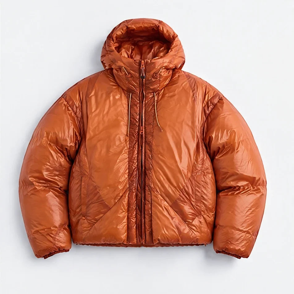Murl - Unisex 85% White Duck Down Hooded Puffer Jacket - Orange