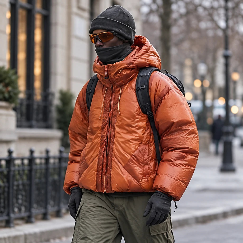 Murl - Unisex 85% White Duck Down Hooded Puffer Jacket - Orange