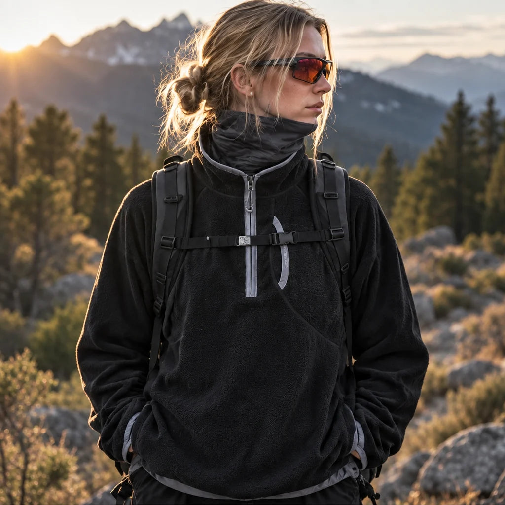 Clam - Unisex Quick-Dry Thermal Fleece Jacket - Black