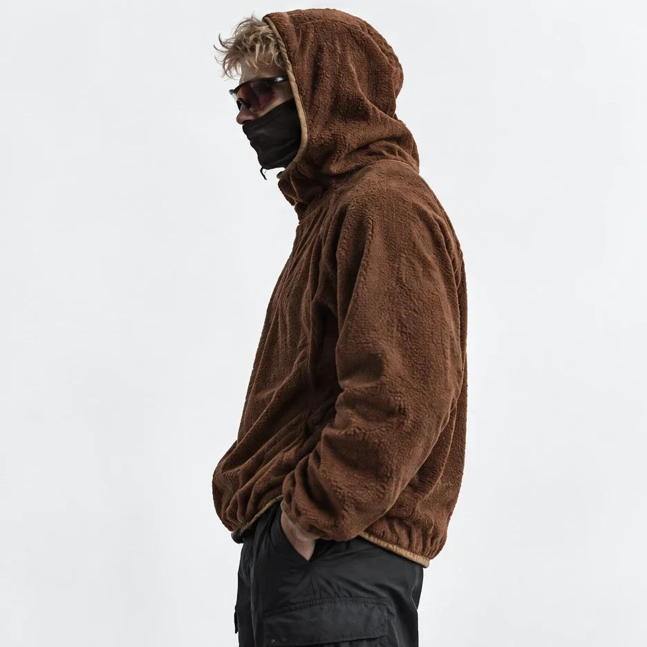 Birk - Unisex Quick-Dry Thermal Hooded Fleece Jacket - Brown