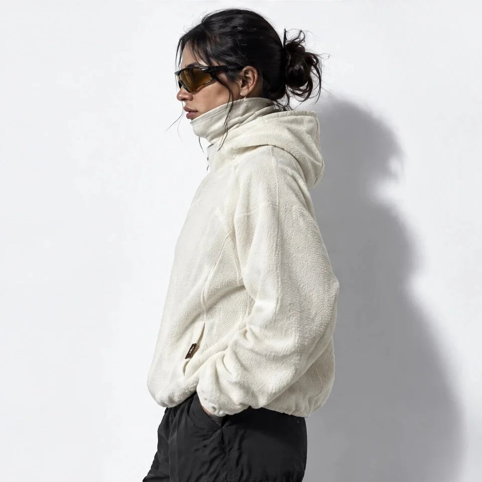 Birk - Unisex Quick-Dry Thermal Hooded Fleece Jacket - Off-white