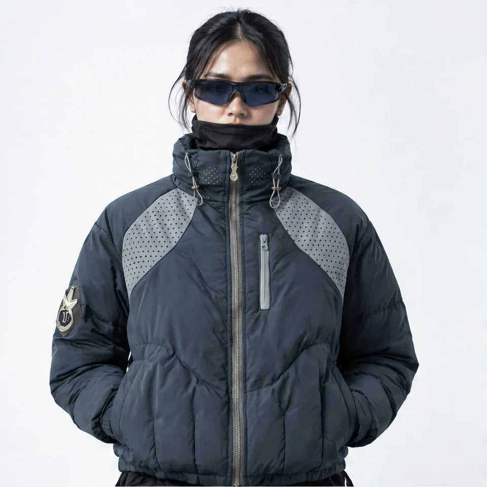 Brig - Unisex 90% White Duck Down Stand-Collar Puffer Jacket - Navy Blue