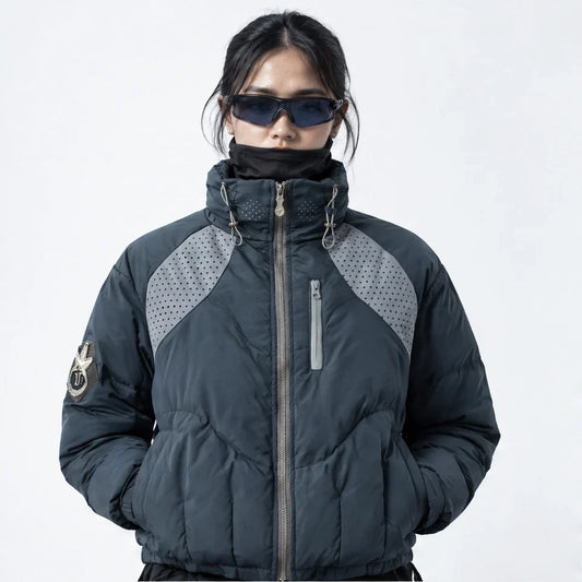Brig - Unisex 90% White Duck Down Stand-Collar Puffer Jacket - Navy Blue
