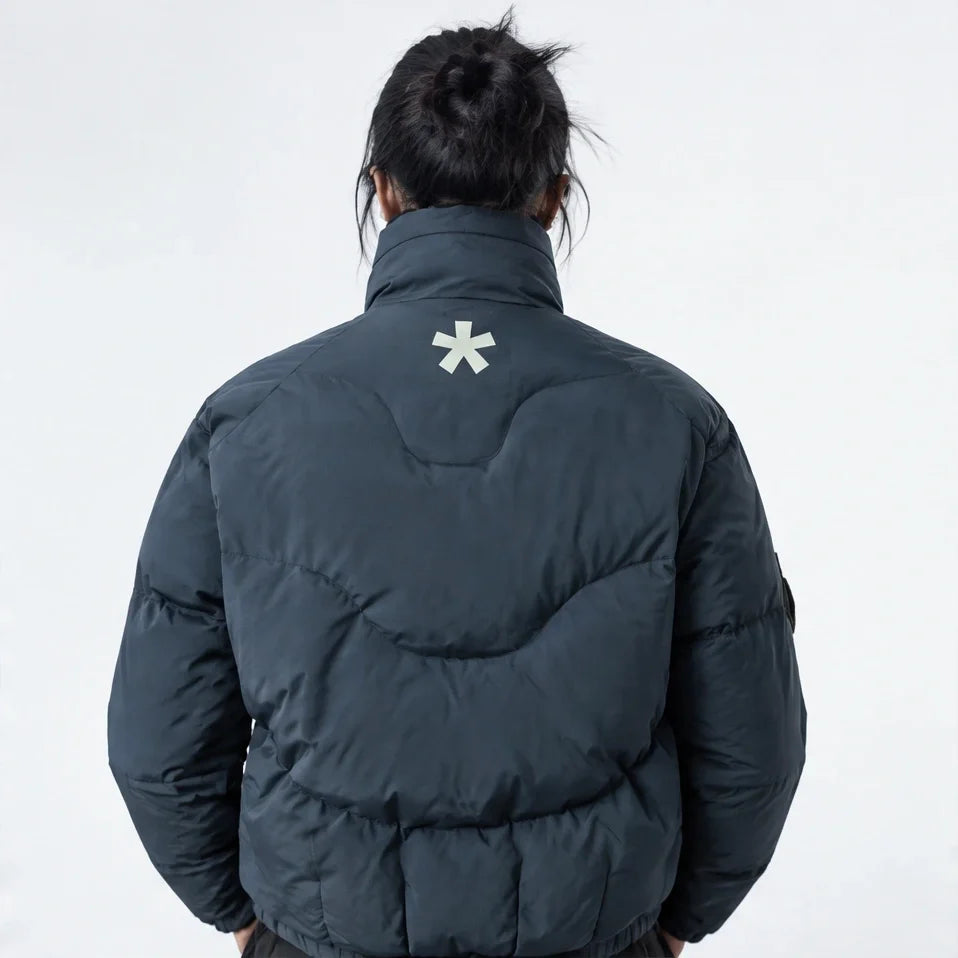 Brig - Unisex 90% White Duck Down Stand-Collar Puffer Jacket - Navy Blue