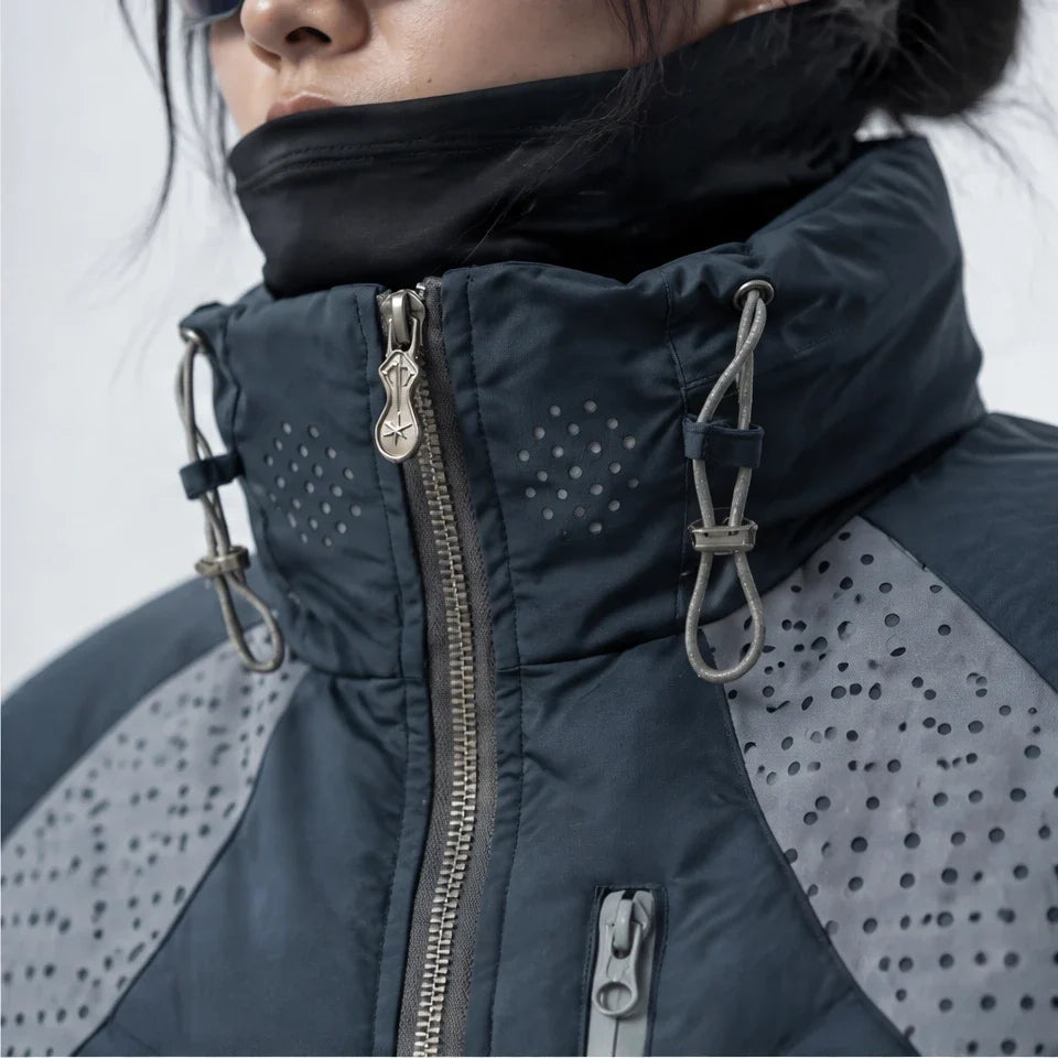 Brig - Unisex 90% White Duck Down Stand-Collar Puffer Jacket - Navy Blue