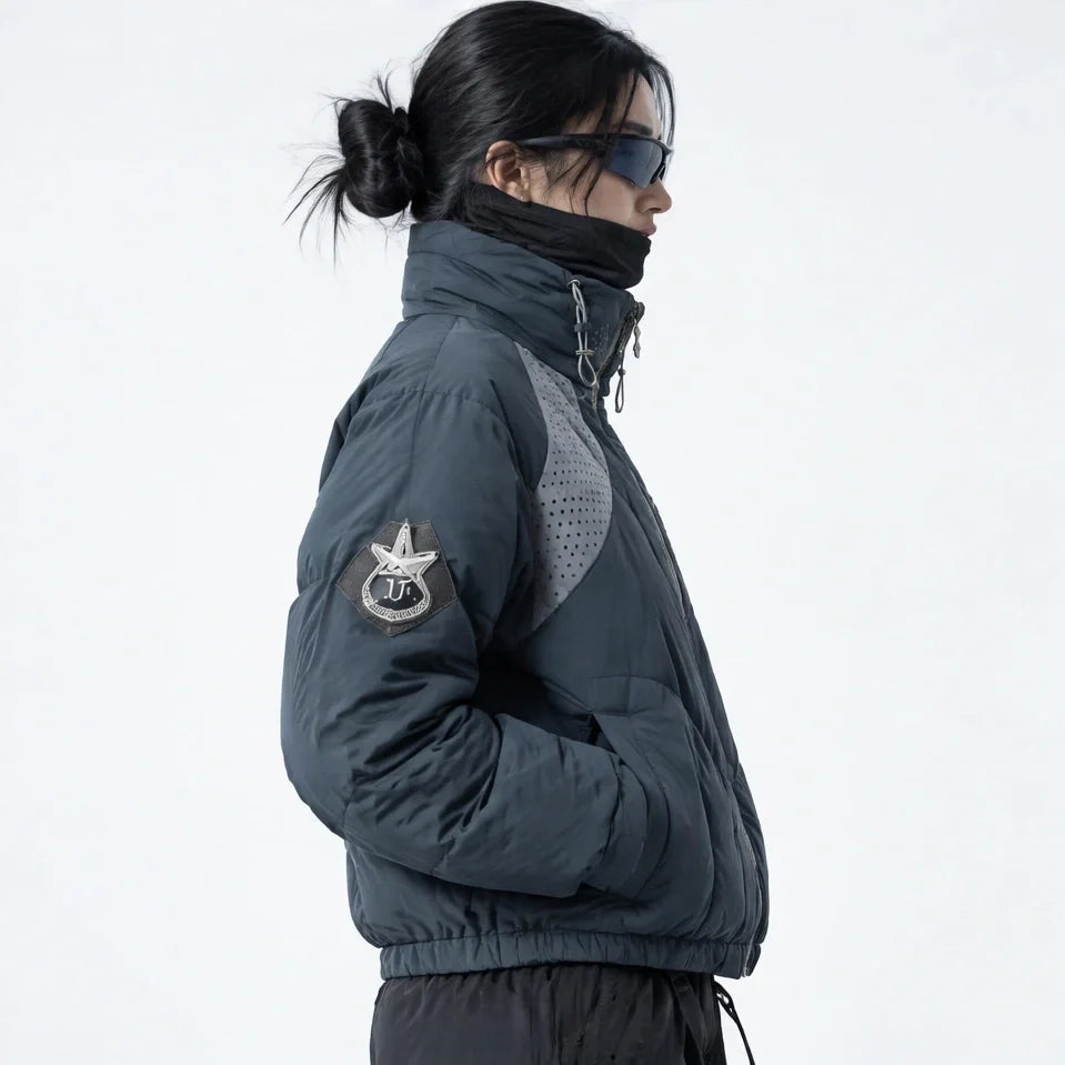 Brig - Unisex 90% White Duck Down Stand-Collar Puffer Jacket - Navy Blue