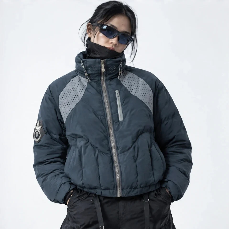 Brig - Unisex 90% White Duck Down Stand-Collar Puffer Jacket - Navy Blue