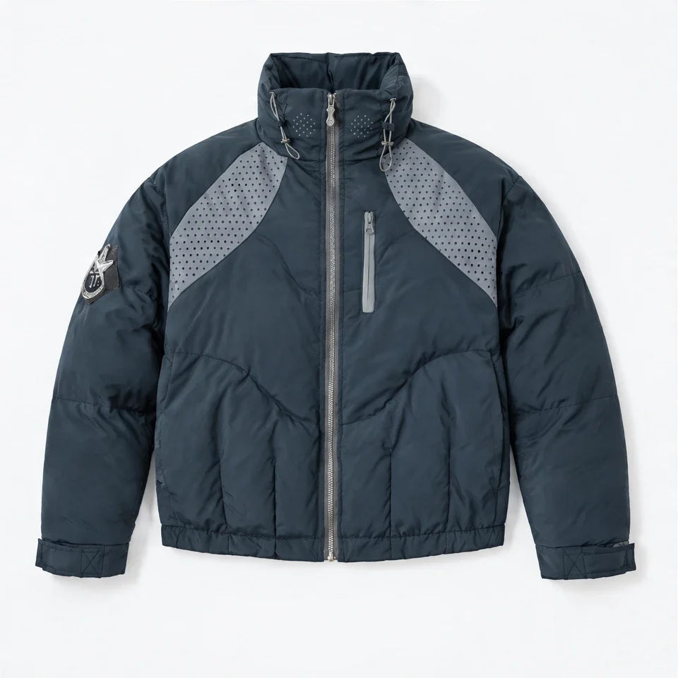 Brig - Unisex 90% White Duck Down Stand-Collar Puffer Jacket - Navy Blue