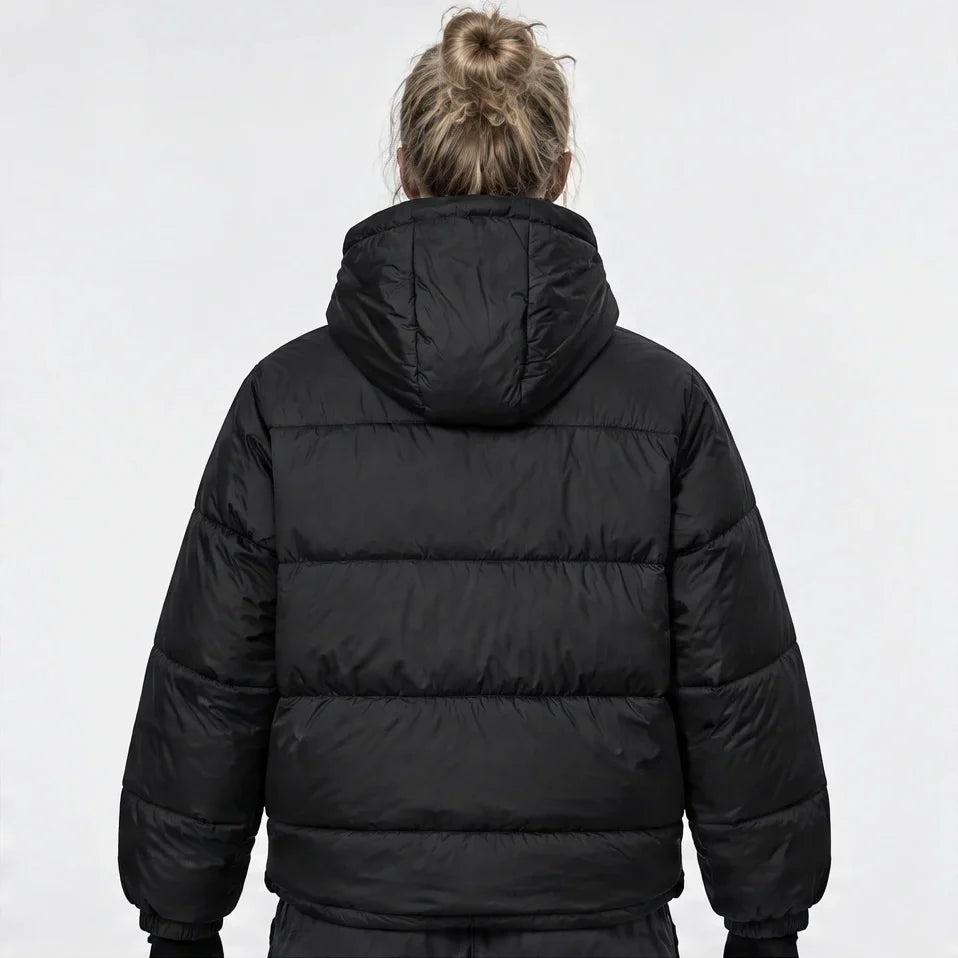Delf - Unisex Insulated Windproof Relaxed Fit Puffer Jacket - Black