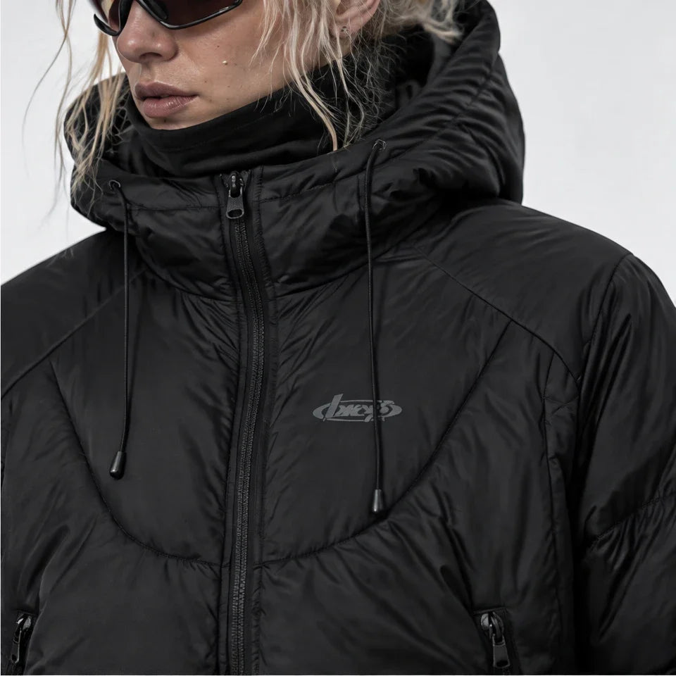 Delf - Unisex Insulated Windproof Relaxed Fit Puffer Jacket - Black