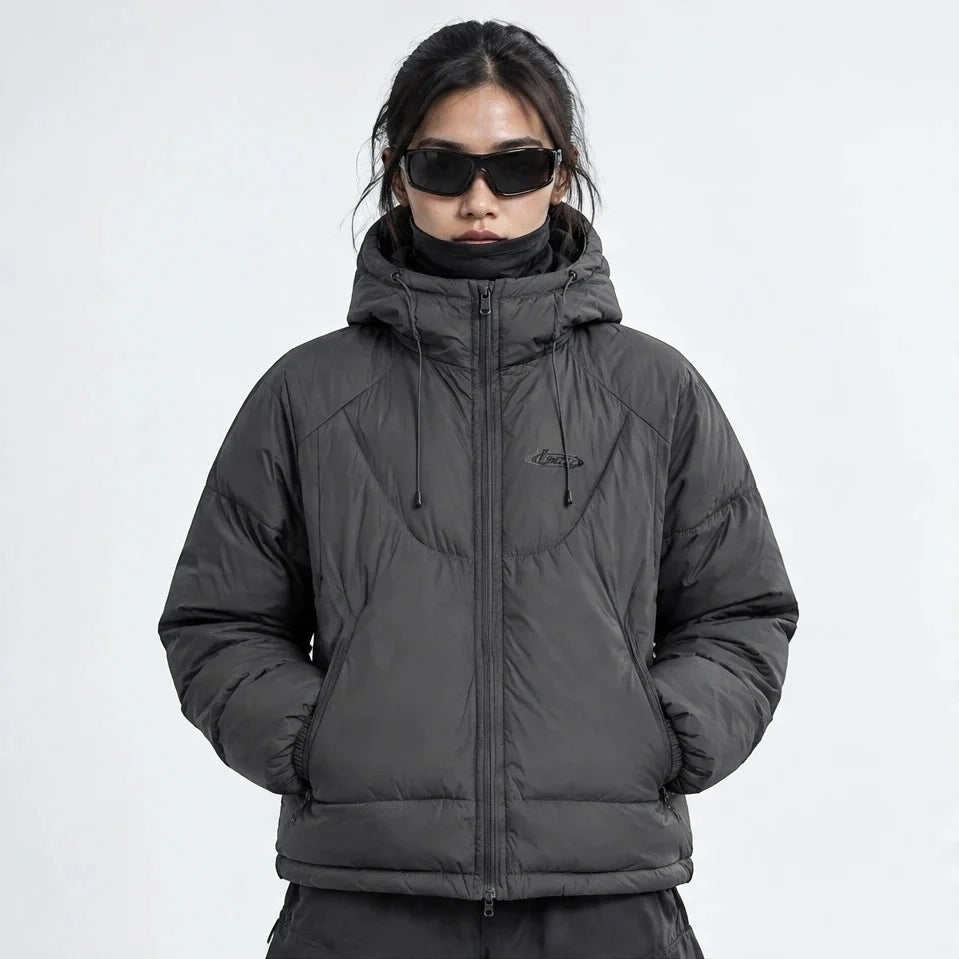 Delf - Unisex Insulated Windproof Relaxed Fit Puffer Jacket - Dark Grey