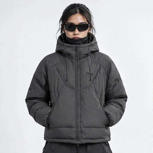 Delf - Unisex Insulated Windproof Relaxed Fit Puffer Jacket - Dark Grey