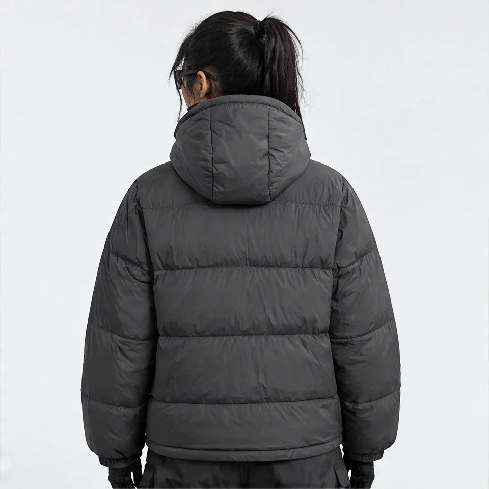 Delf - Unisex Insulated Windproof Relaxed Fit Puffer Jacket - Dark Grey