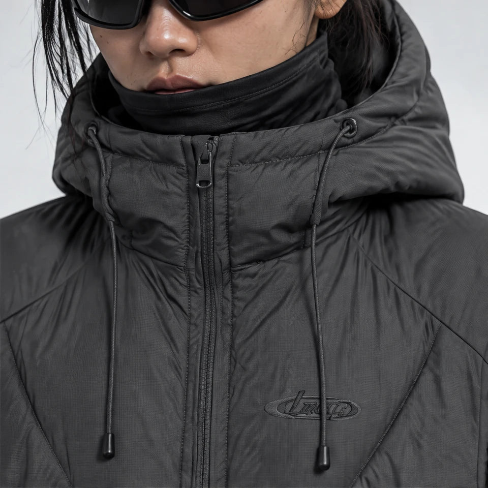 Delf - Unisex Insulated Windproof Relaxed Fit Puffer Jacket - Dark Grey