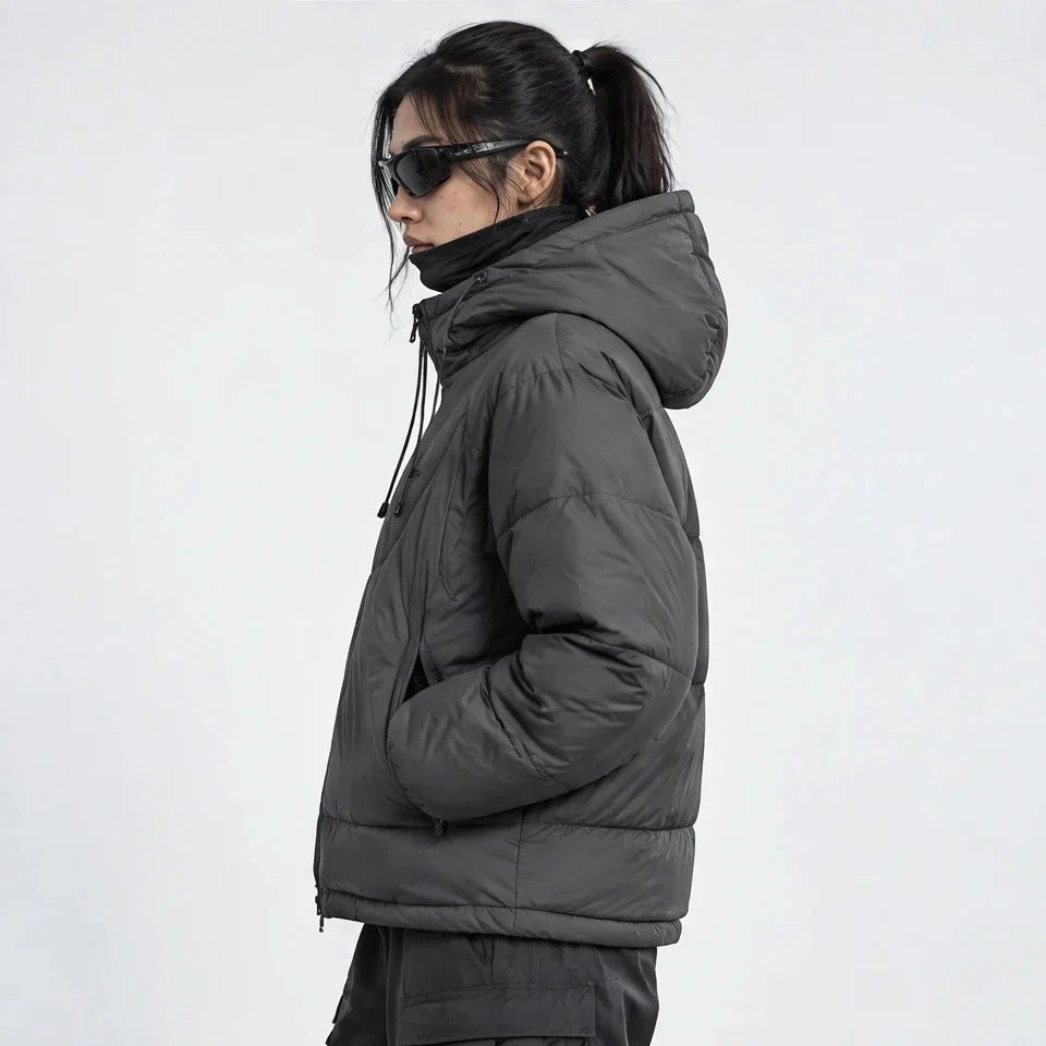 Delf - Unisex Insulated Windproof Relaxed Fit Puffer Jacket - Dark Grey