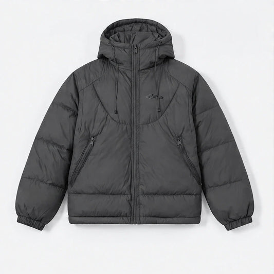 Delf - Unisex Insulated Windproof Relaxed Fit Puffer Jacket - Dark Grey