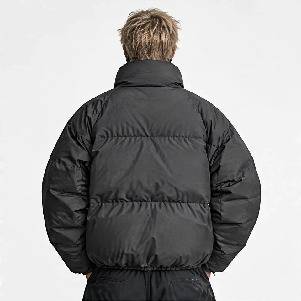 Haw - Unisex Insulated Windproof Reflective Puffer Jacket - Black