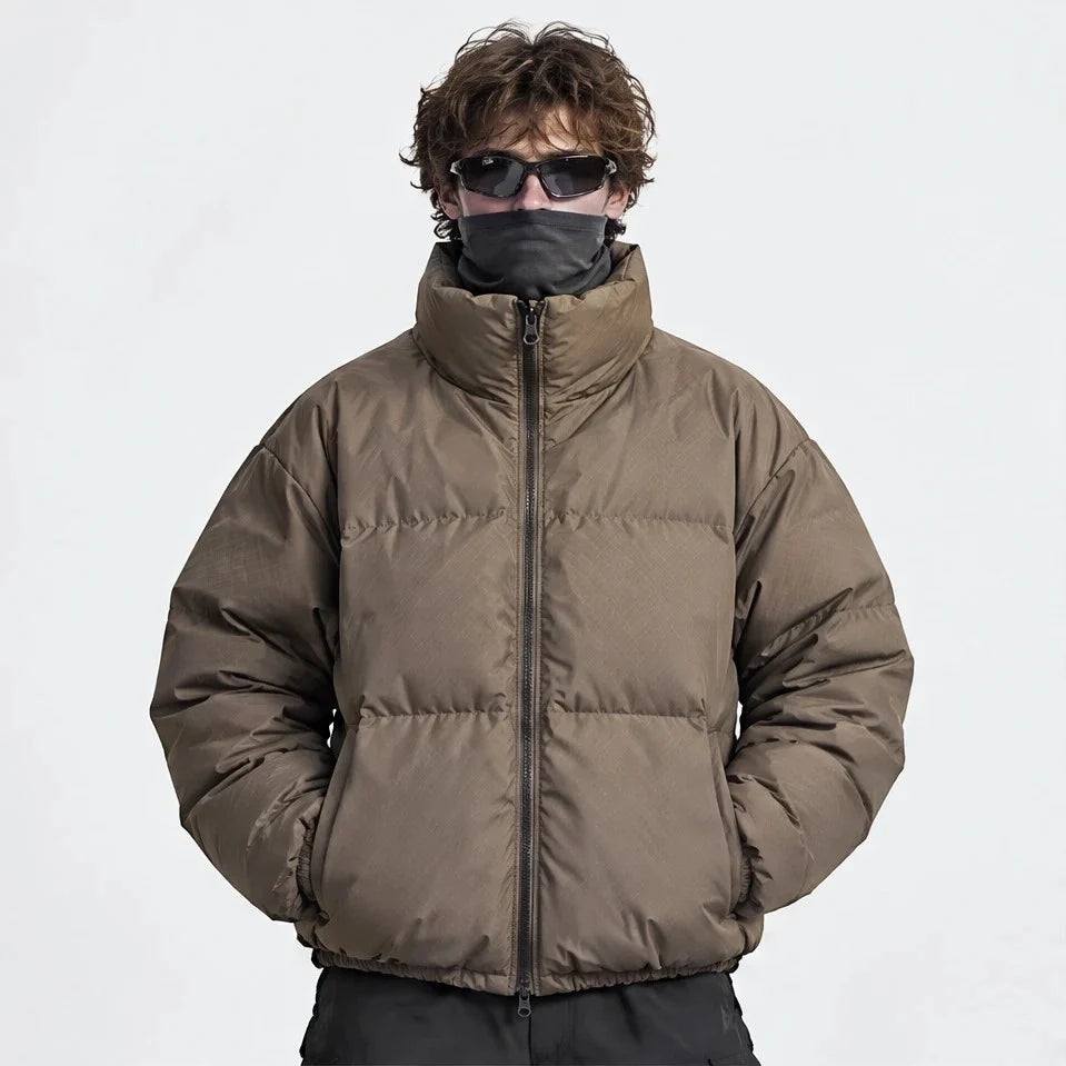 Haw - Unisex Insulated Windproof Reflective Puffer Jacket - Khaki