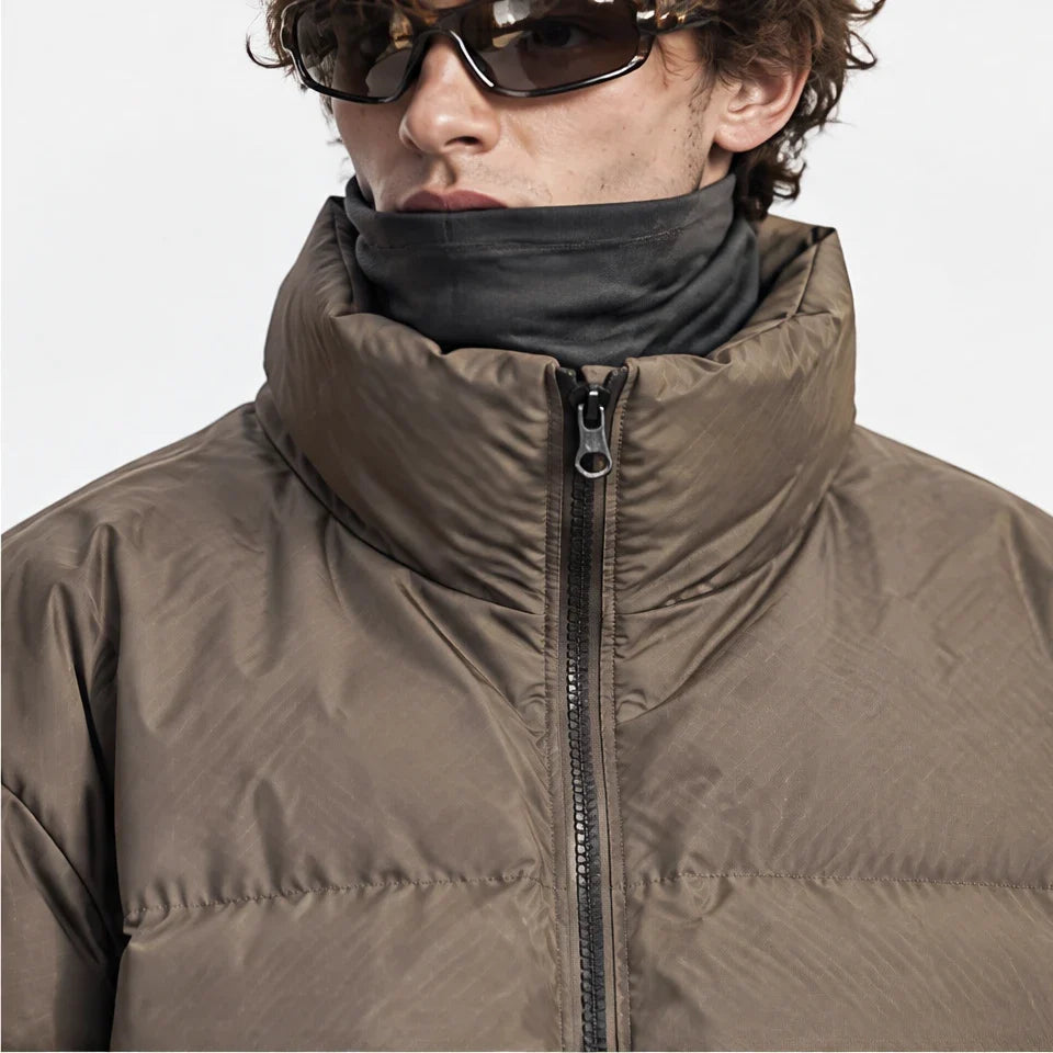 Haw - Unisex Insulated Windproof Reflective Puffer Jacket - Khaki
