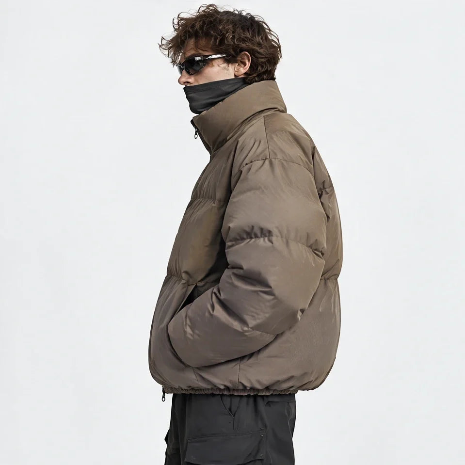 Haw - Unisex Insulated Windproof Reflective Puffer Jacket - Khaki
