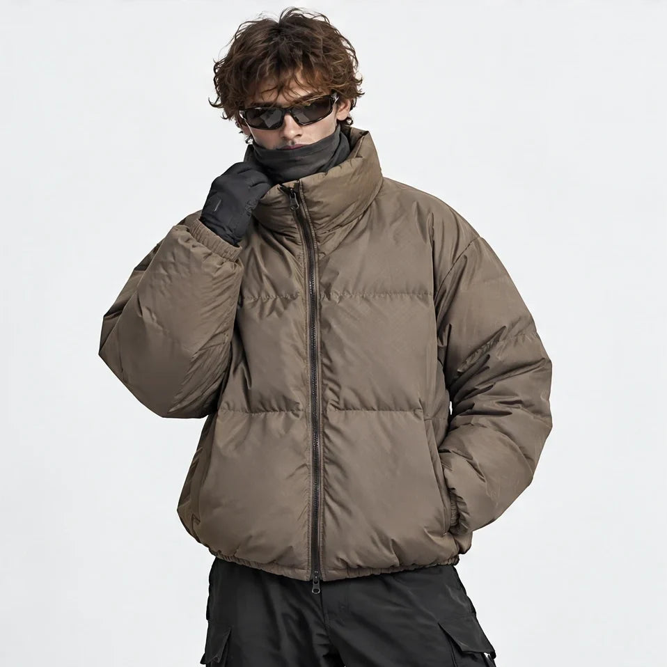 Haw - Unisex Insulated Windproof Reflective Puffer Jacket - Khaki