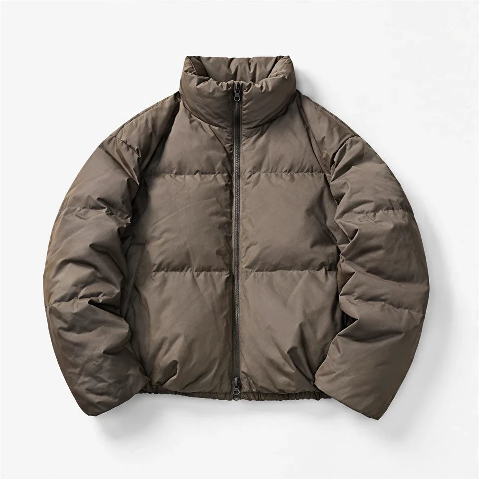 Haw - Unisex Insulated Windproof Reflective Puffer Jacket - Khaki