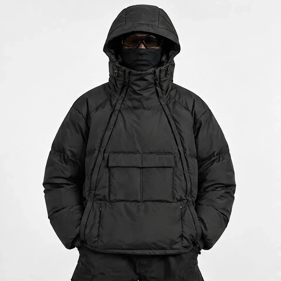 Yore - Mens 90% White Duck Down Hooded Puffer Jacket - Black
