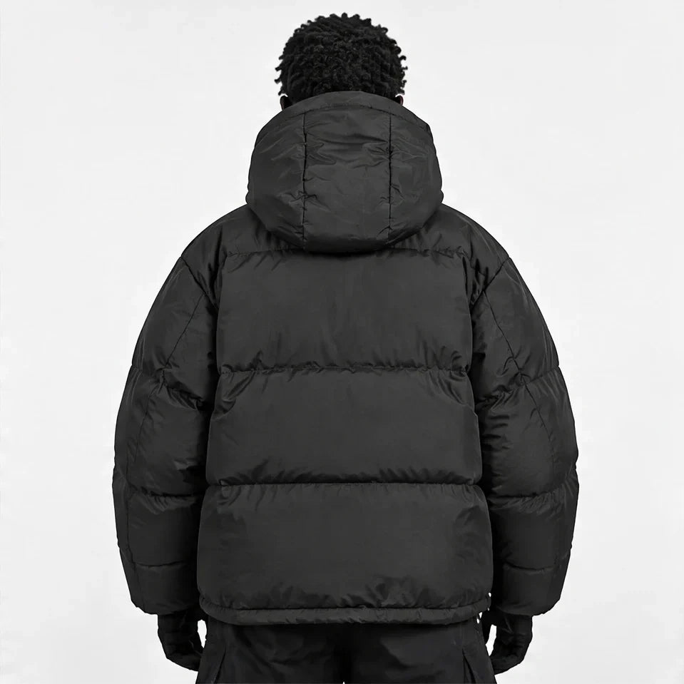 Yore - Mens 90% White Duck Down Hooded Puffer Jacket - Black