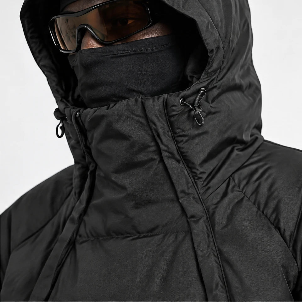 Yore - Mens 90% White Duck Down Hooded Puffer Jacket - Black