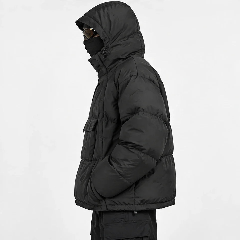 Yore - Mens 90% White Duck Down Hooded Puffer Jacket - Black
