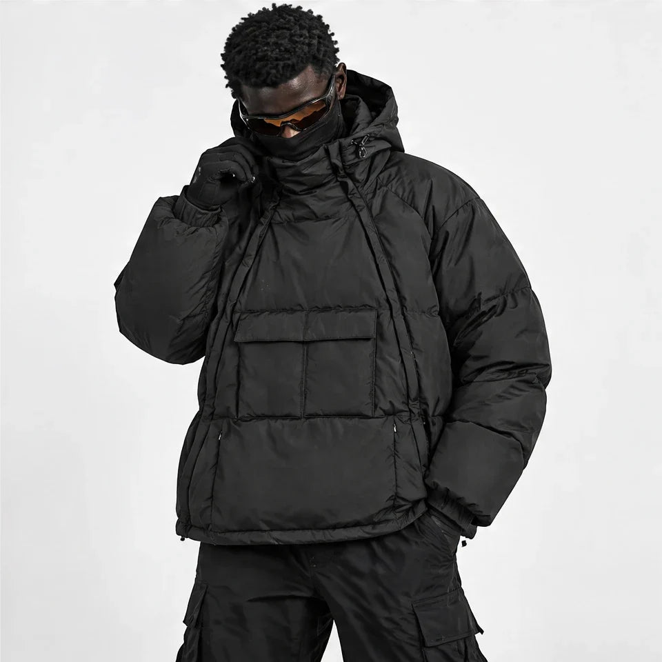 Yore - Mens 90% White Duck Down Hooded Puffer Jacket - Black