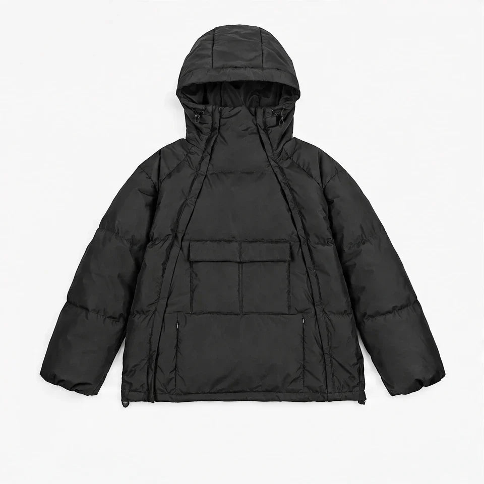 Yore - Mens 90% White Duck Down Hooded Puffer Jacket - Black
