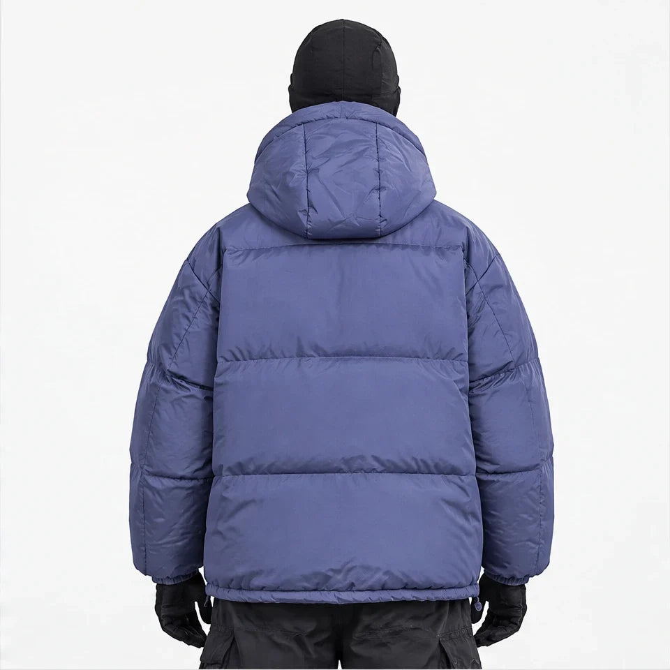 Yore - Mens 90% White Duck Down Hooded Puffer Jacket - Purple