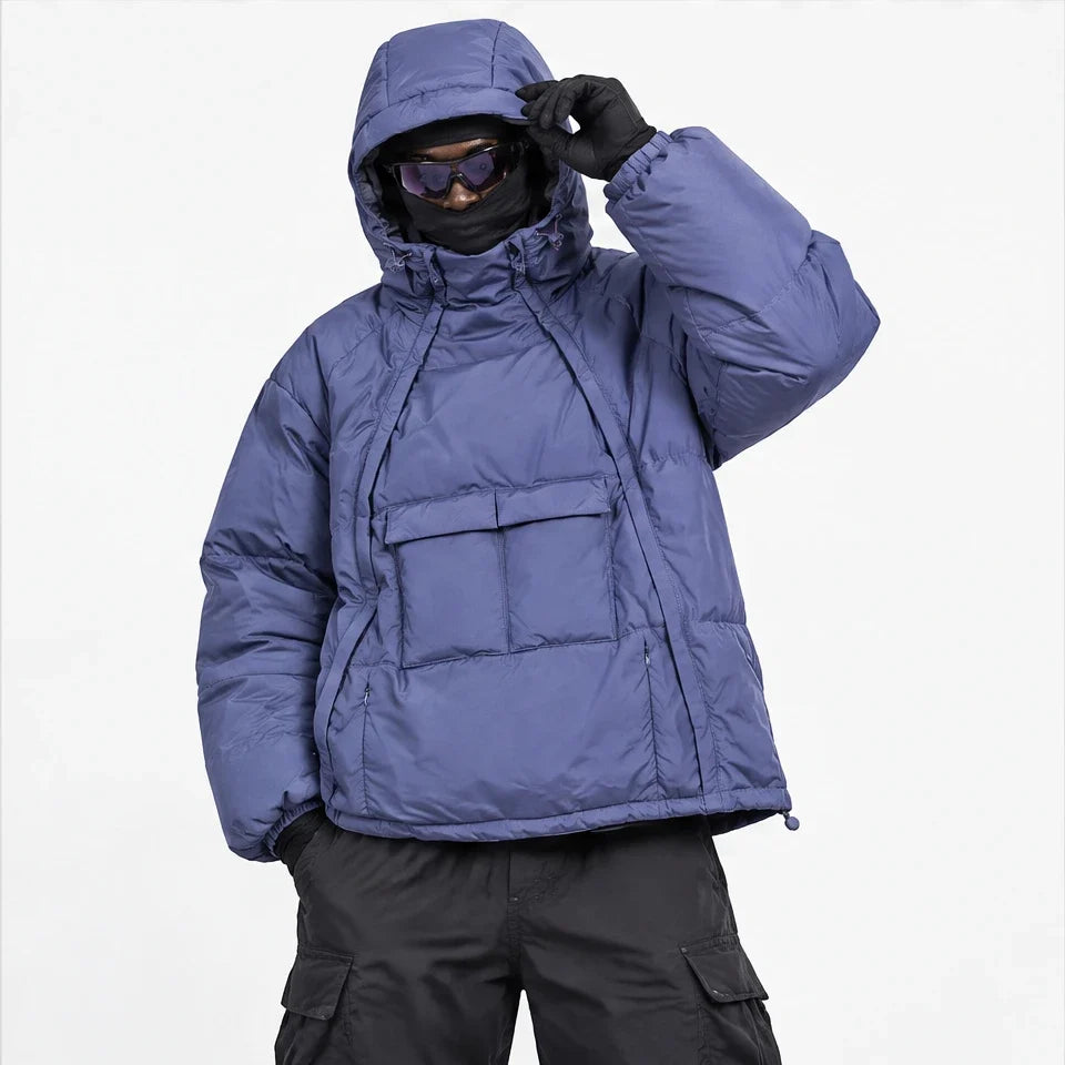 Yore - Mens 90% White Duck Down Hooded Puffer Jacket - Purple