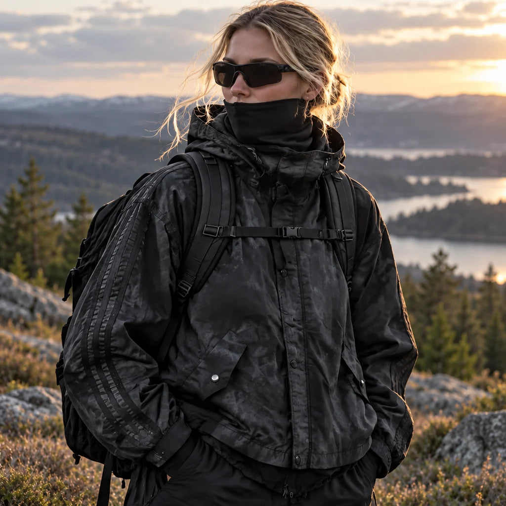 Kirn - Unisex Windproof Breathable & Hooded Waterproof Jacket - Black