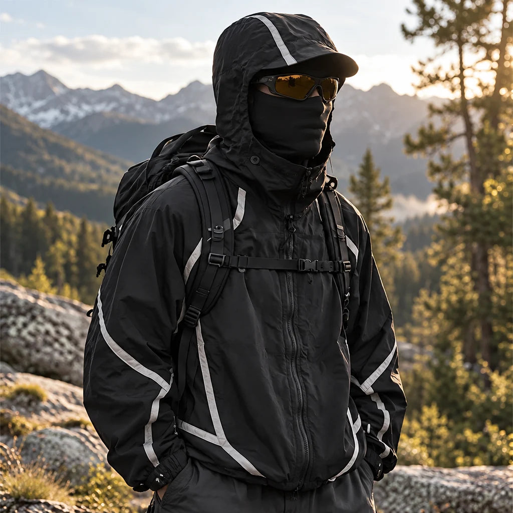 Bield - Unisex Windproof Breathable & Hooded Waterproof Jacket - Black