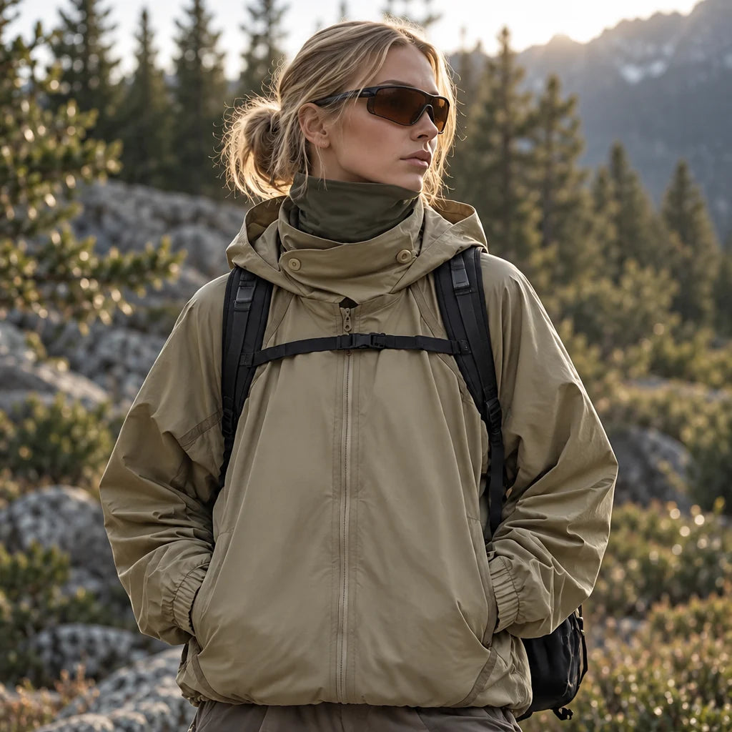 Bield - Unisex Windproof Breathable & Hooded Waterproof Jacket - Camel