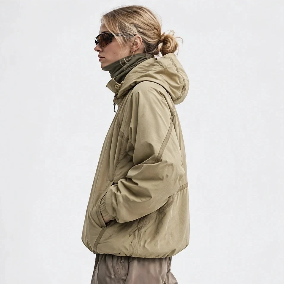 Bield - Unisex Windproof Breathable & Hooded Waterproof Jacket - Camel