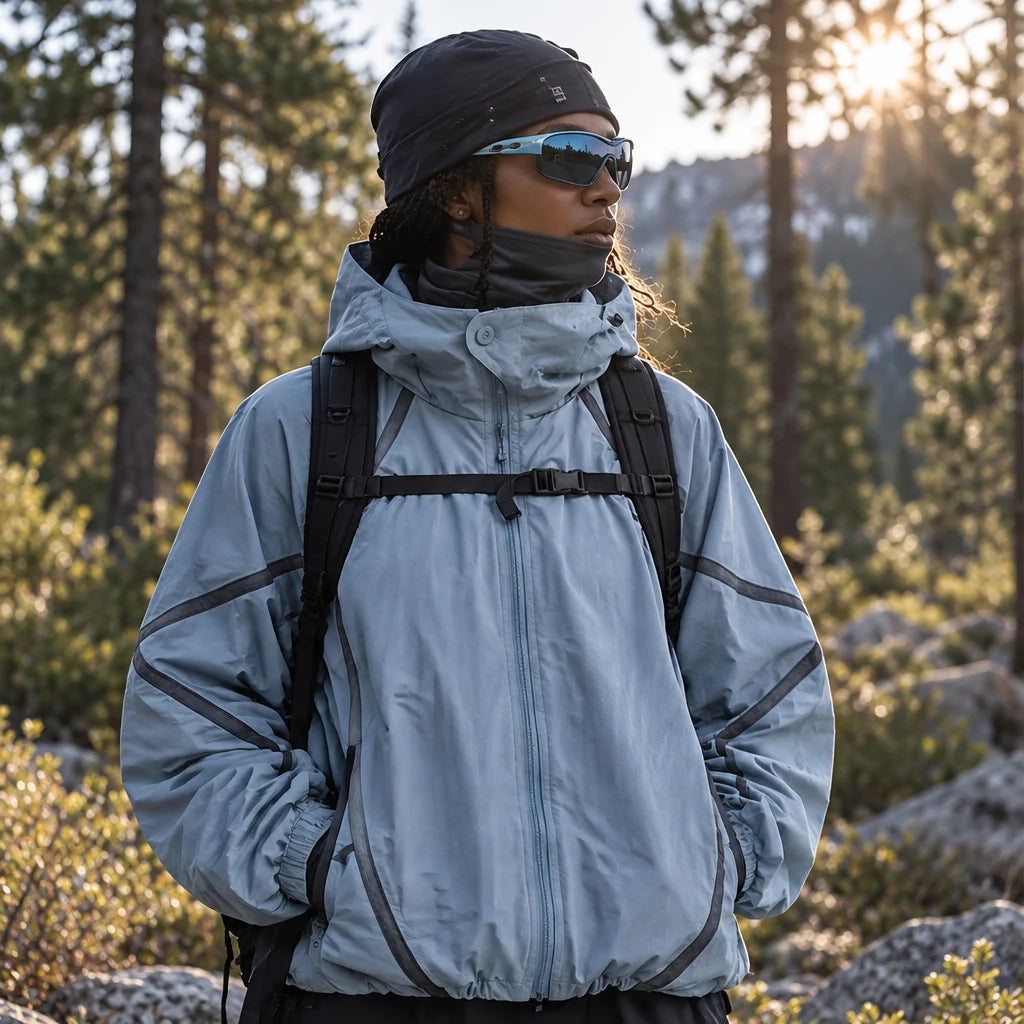 Bield - Unisex Windproof Breathable & Hooded Waterproof Jacket - Lake Blue
