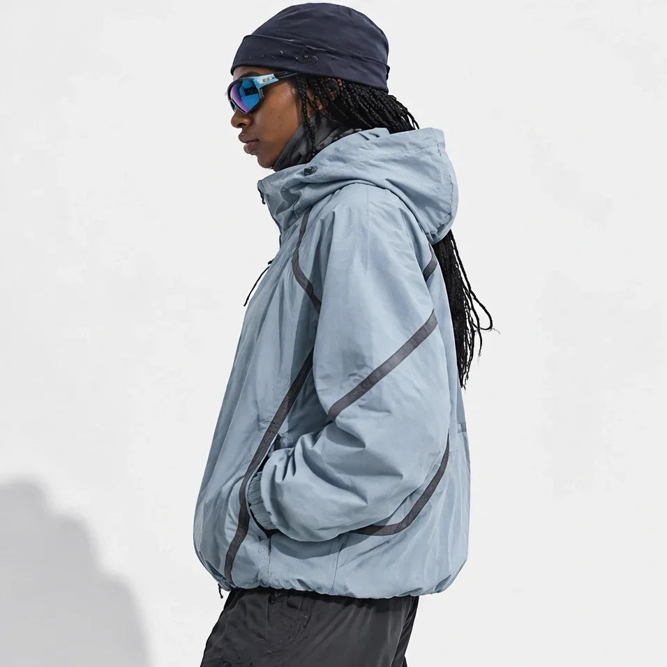 Bield - Unisex Windproof Breathable & Hooded Waterproof Jacket - Lake Blue