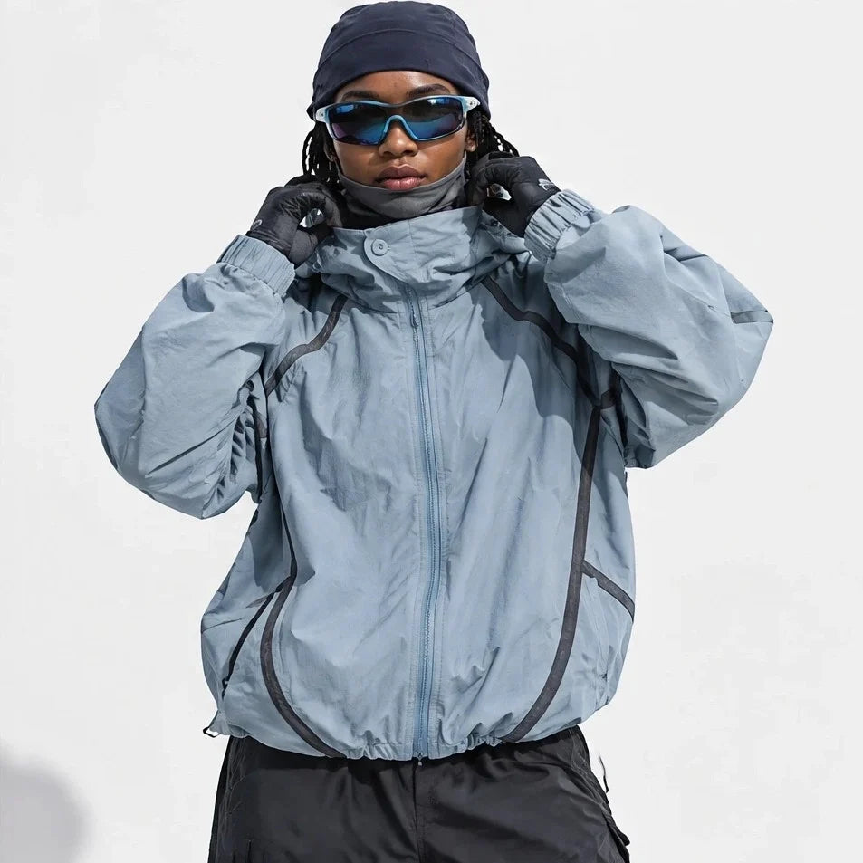 Bield - Unisex Windproof Breathable & Hooded Waterproof Jacket - Lake Blue
