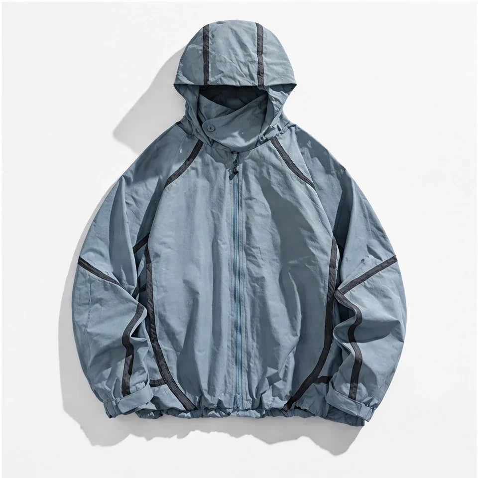Bield - Unisex Windproof Breathable & Hooded Waterproof Jacket - Lake Blue